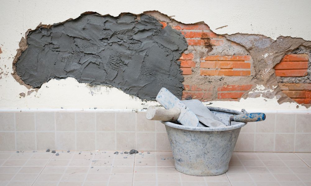 Concrete Wall Being Repaired